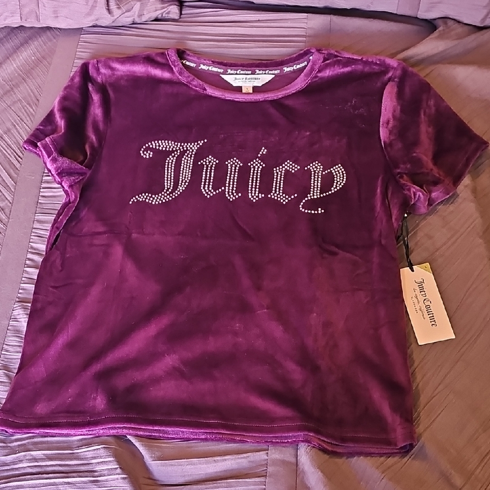 Juicy Couture Plum Velvet Rhinestone Logo Tee